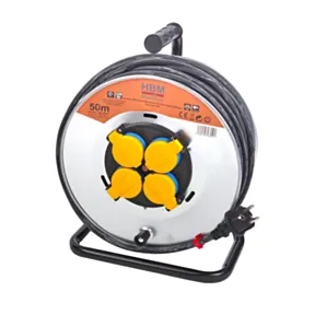 Električni kabel na kolutu odporen na brizganje - IP44, 50 m, 3 x 1,5 mm/Podaljšek na kolutu z 4 vtičnicami IP44