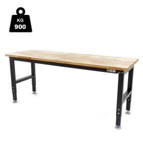 Delovna miza 182 cm, z masivno leseno ploščo, po višini nastavljiva