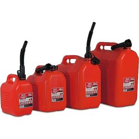 Kanister / posoda za gorivo / Jerrycan, PVC, rdeč, z izlivom